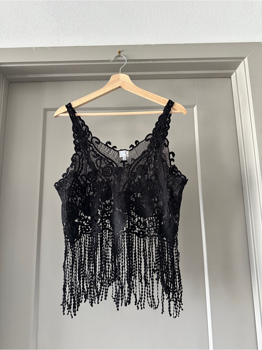 Francesca’s Black Lace Fringe Tank Top - Elegant Women's Top